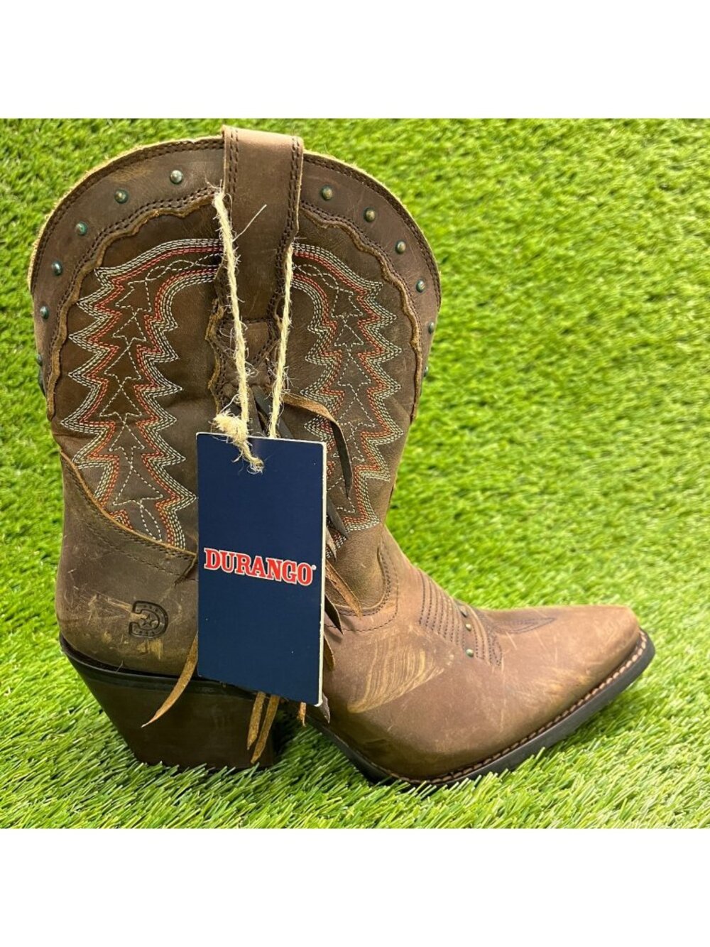 Durango Crush Women Size 8.5 Brown Cowgirl Western Snip Toe Zip Up Fashion Boots